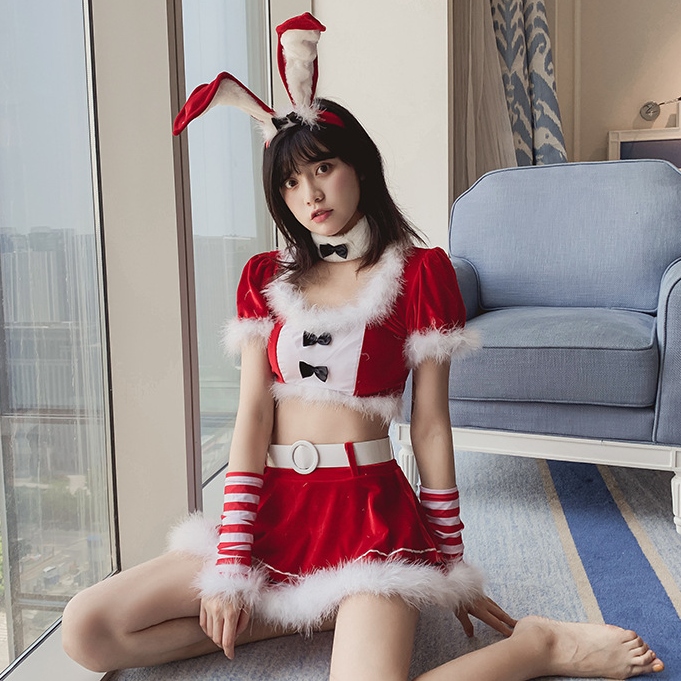 ギャル セクシー ウサギ耳 バニーガール クリスマス 可愛い サンタガール風