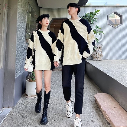 韓国風ファッション 男女兼用 プルオーバー シンプル スウィート おしゃれ度アップ ペアセーター