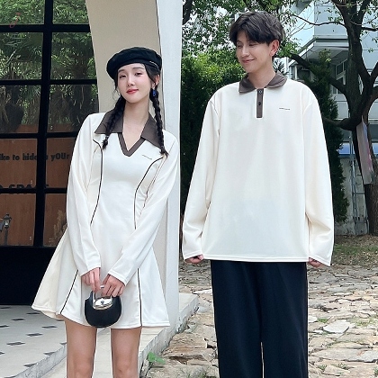 流行の予感 カップル Aライン 着瘦せ 可愛い 韓国ファッション ペアルック