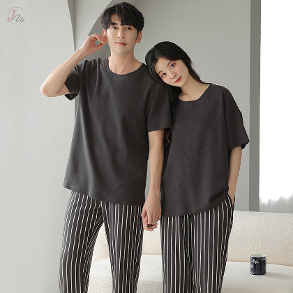 定番シンプル 韓国風ファッション 男女別売り 上下セット 綿100％ カジュアル ペアパジャマ