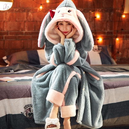 デザイン性抜群 2点セット ウサギ 可愛い 超暖か 防寒 パジャマ 部屋着 ルームウェア