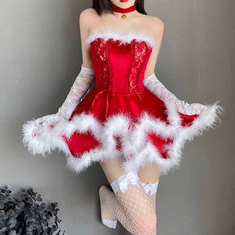 配色 切り替え かわいい キュート クリスマス ベビードール セクシー コスプレ・コスチューム